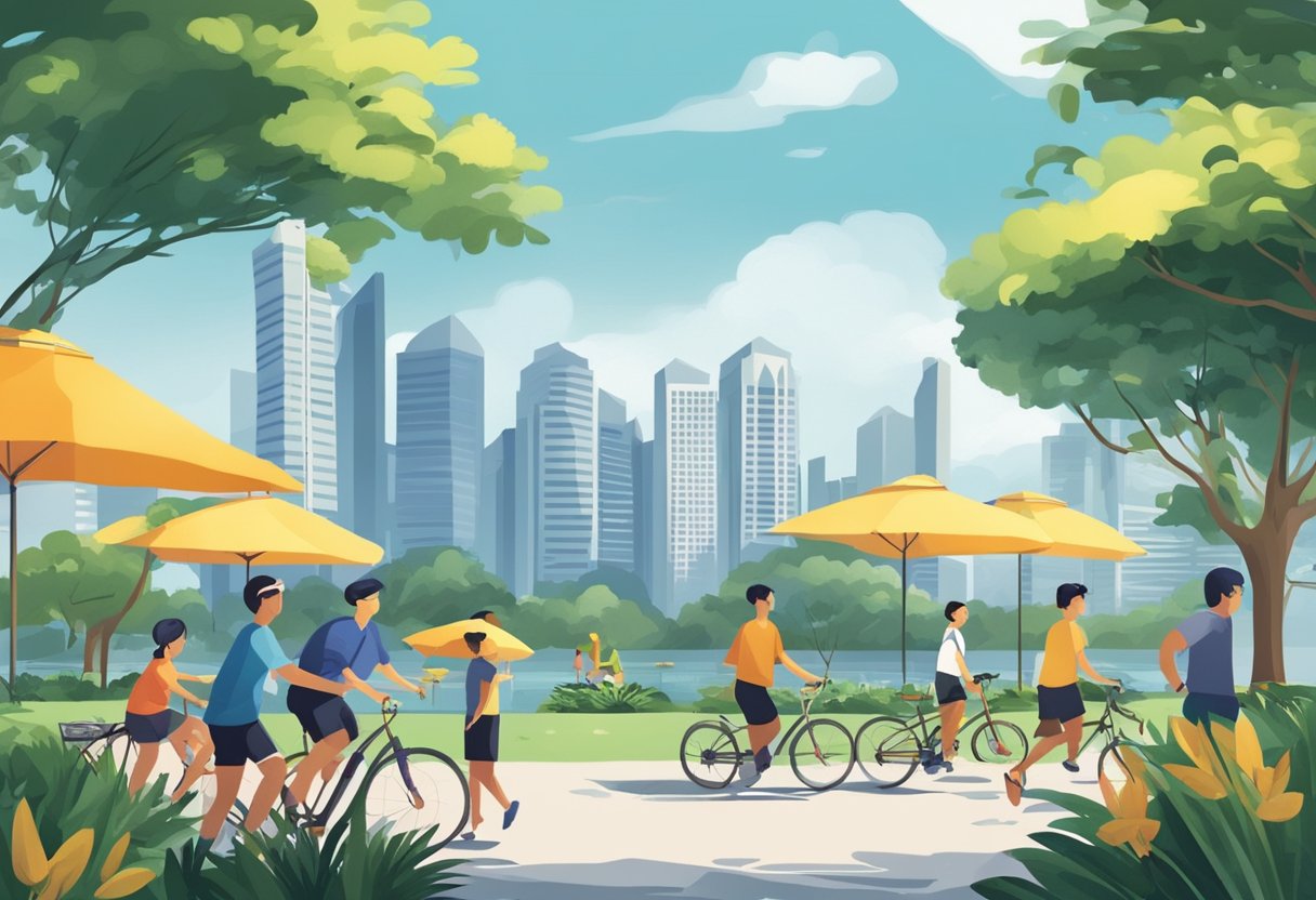 People enjoying outdoor activities in Singapore while being mindful of wind direction for safety