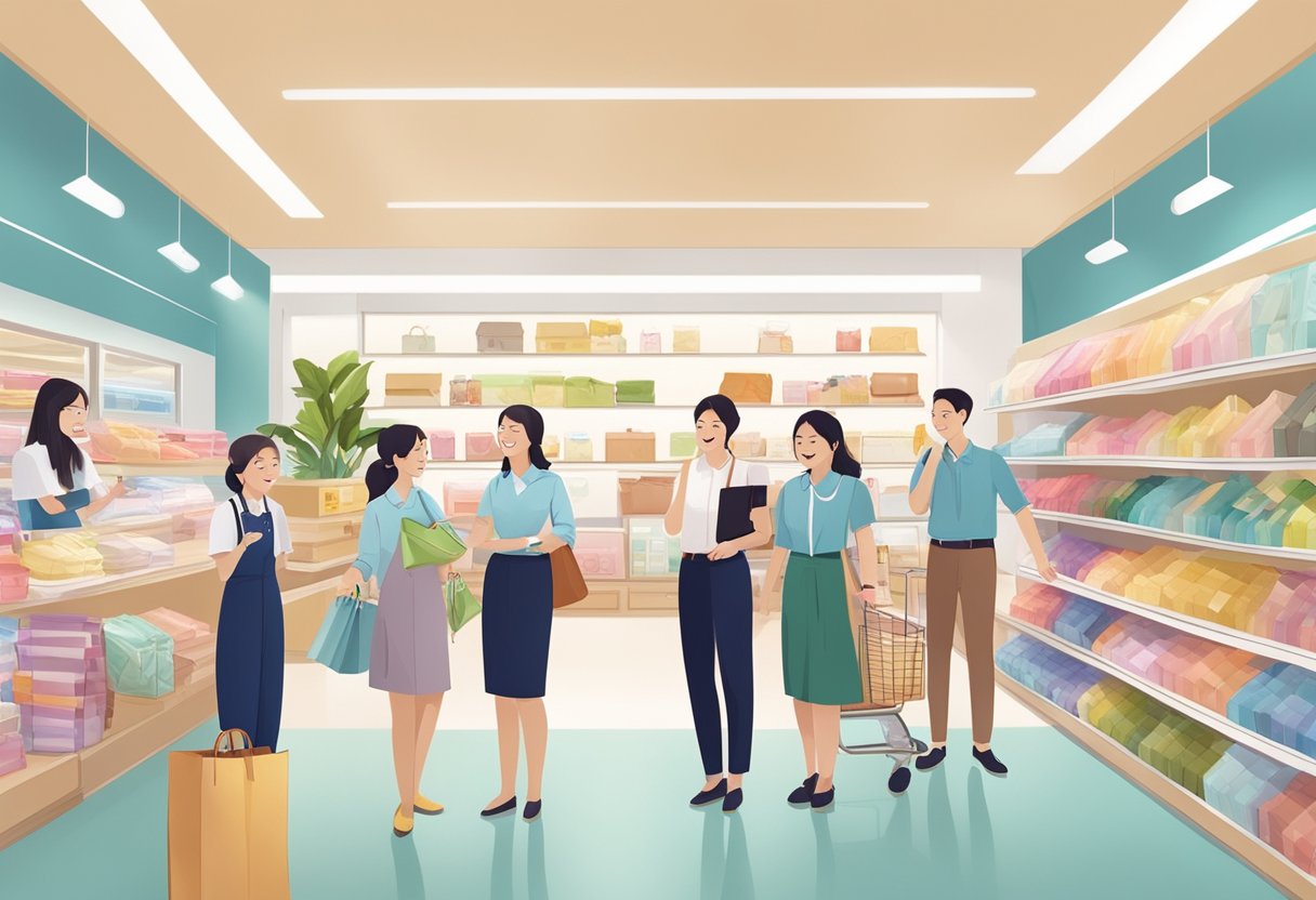 Customer service team assists shoppers at Love, Bonito Singapore store