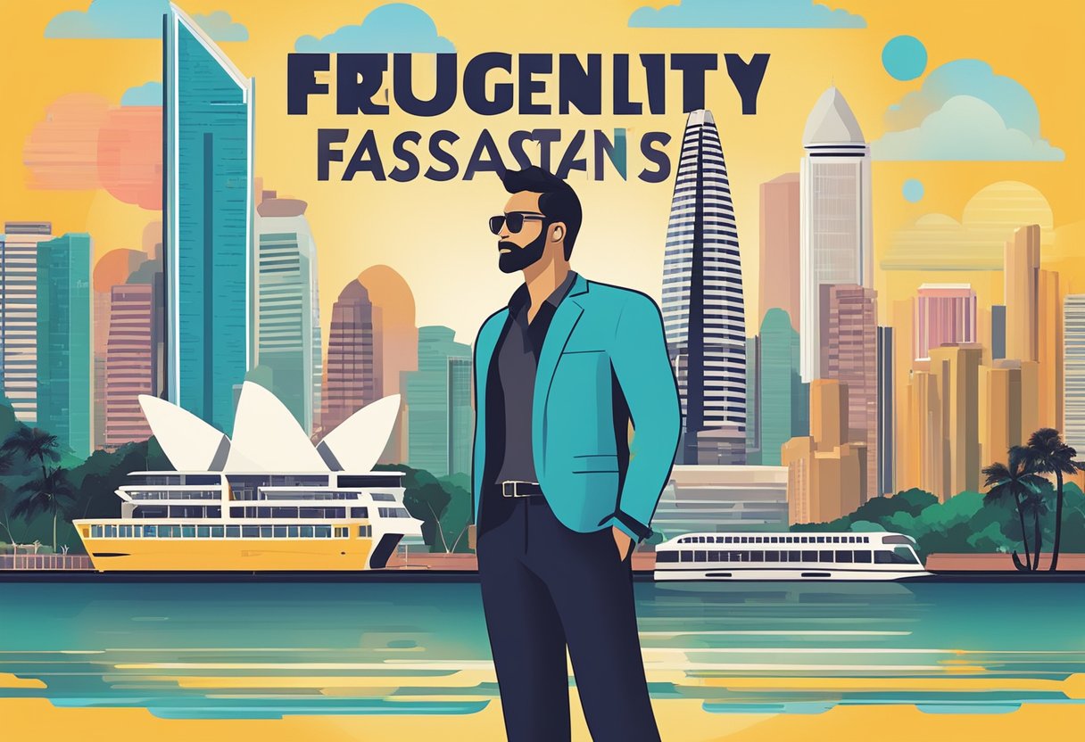 A movie poster with "Frequently Asked Questions" and "Vikram" in bold font against a backdrop of iconic Singapore landmarks