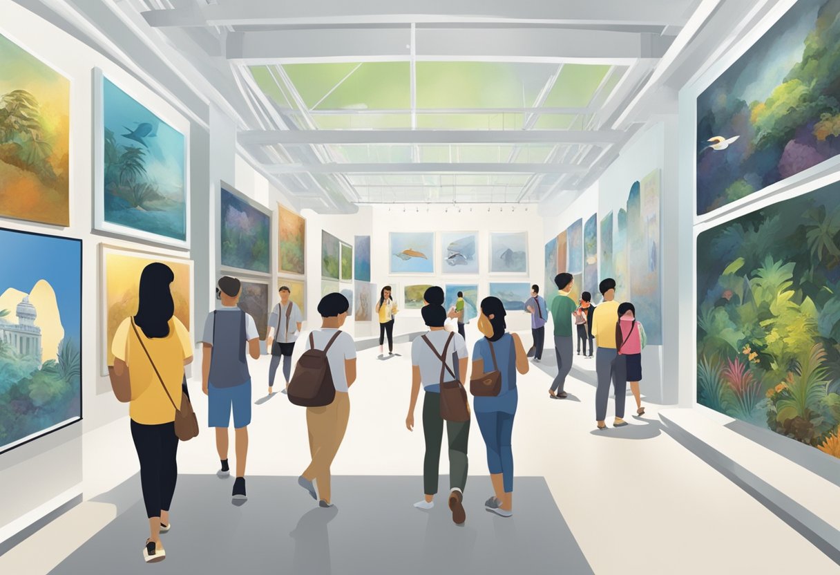 Visitors explore diverse exhibits at the free museum in Singapore