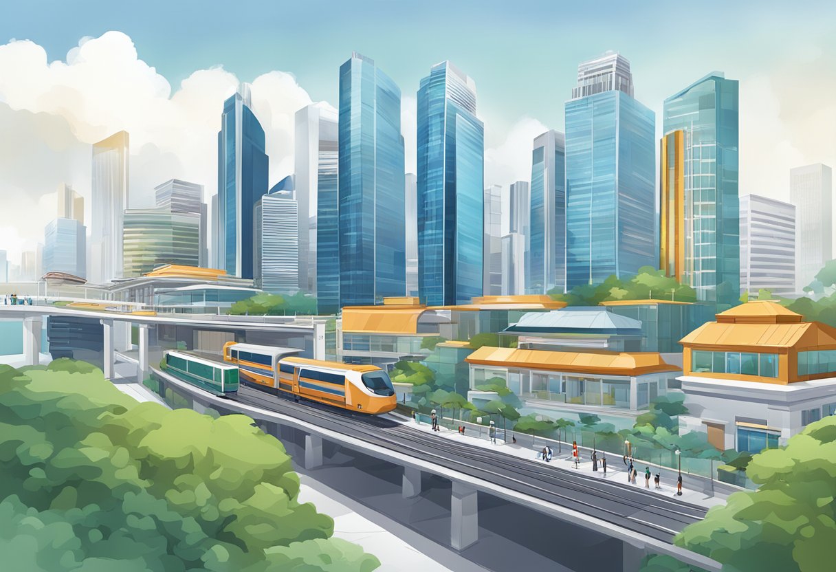 Hitachi Singapore: skyline with iconic landmarks, bustling city streets, and modern architecture