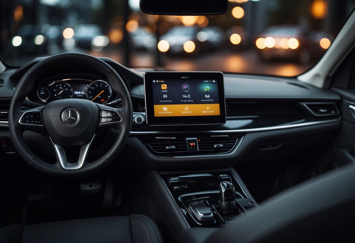 A car equipped with wireless Android Auto, with a smartphone seamlessly connected to the car's infotainment system for a hands-free and convenient driving experience