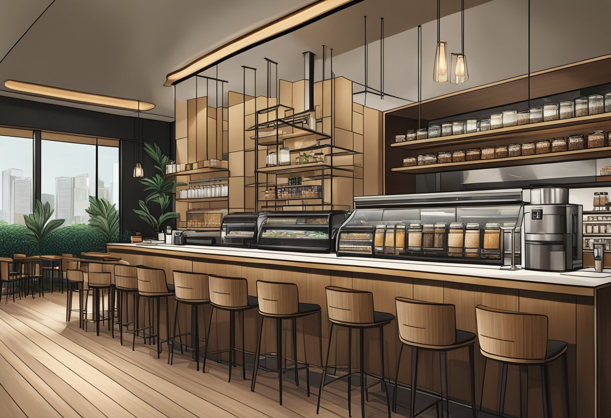 The Starbucks Reserve in Singapore features a sleek, modern interior with cozy seating areas and a display of premium coffee beans and brewing equipment