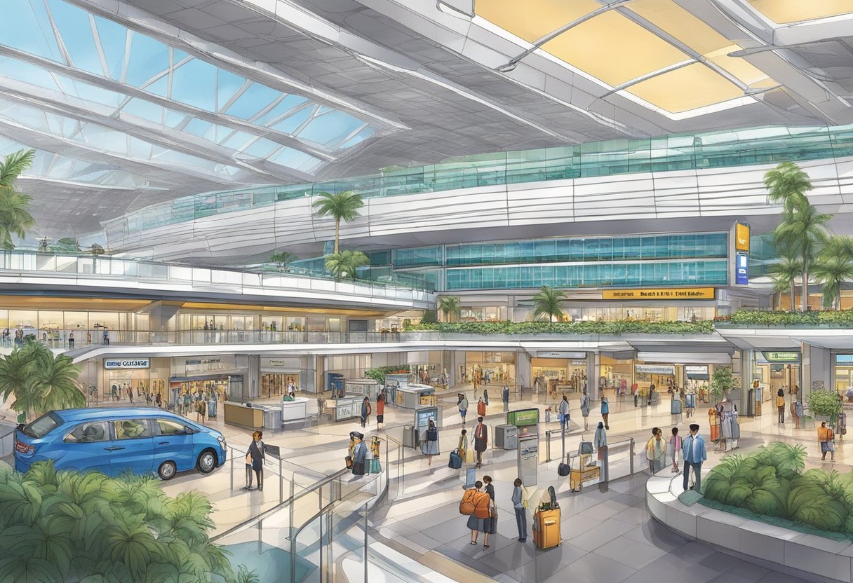 The bustling terminal 2 at Singapore's airport, with the Additional Services ambassador desk and the inviting transit hotel, provides a convenient and comfortable stopover for weary travelers