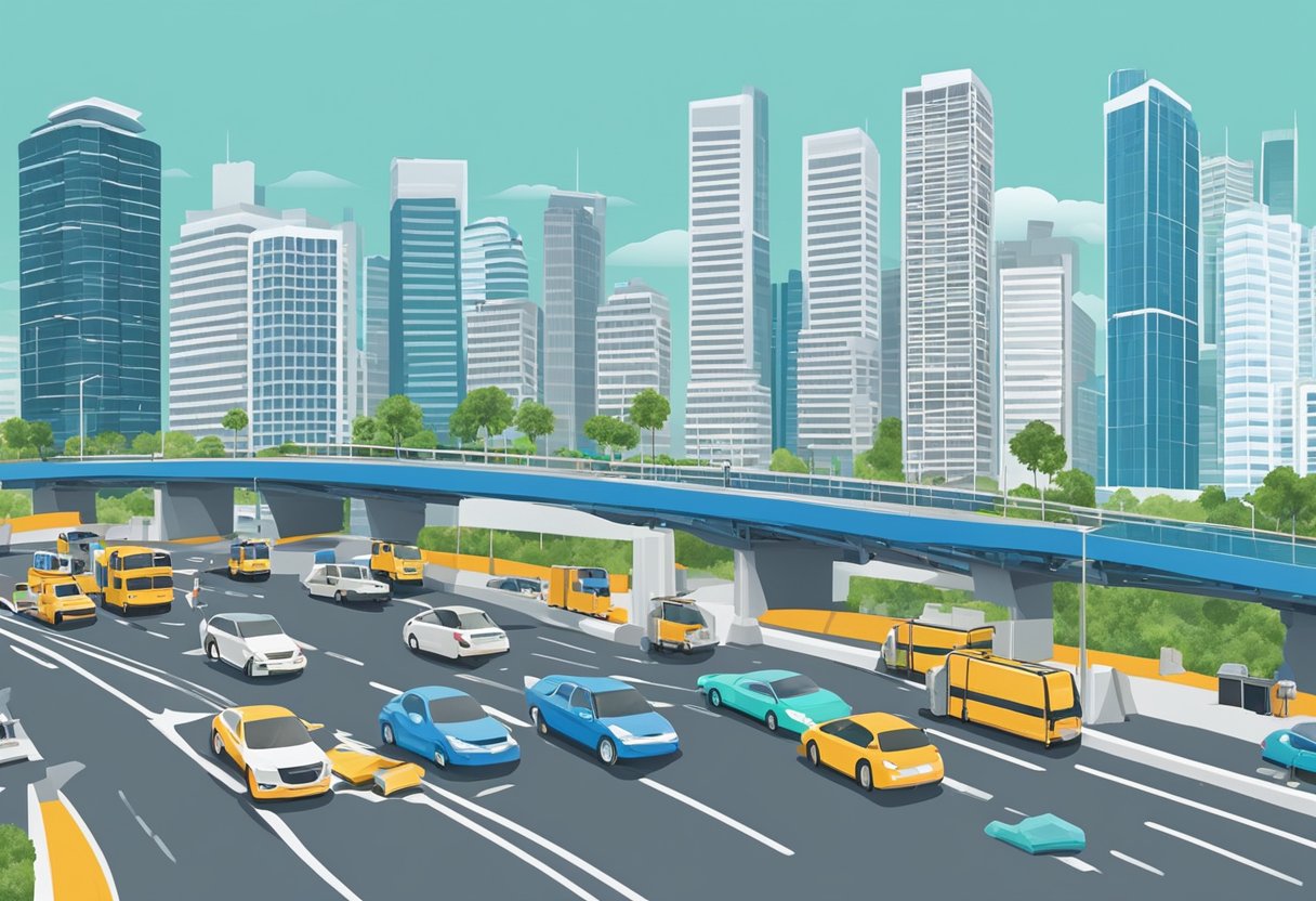 A network of cameras and sensors monitor traffic at a Singapore checkpoint, relaying real-time data to the traffic management and advisory systems