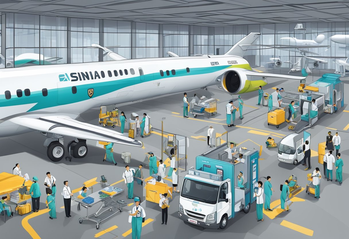 The Singapore Aeromedical Centre bustles with activity as aircraft are serviced and medical personnel attend to patients