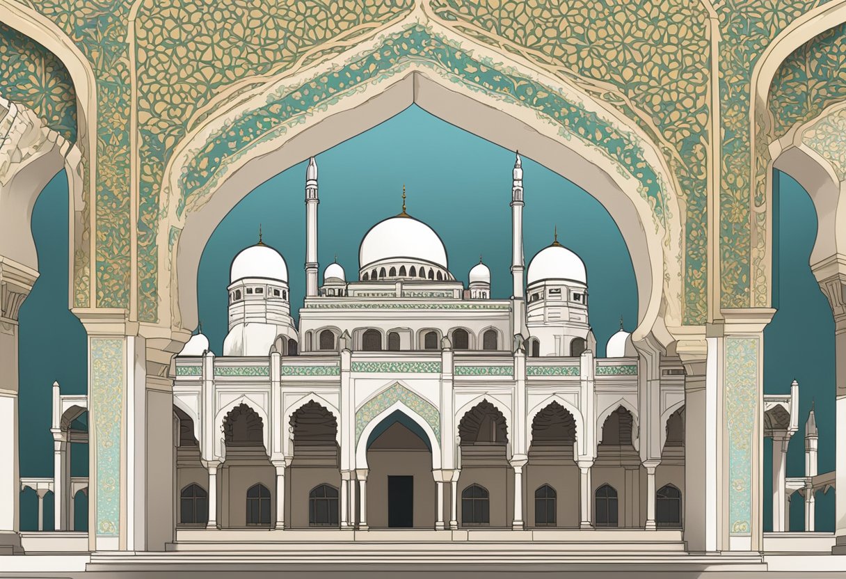 A historical mosque in Singapore, with intricate architectural details and a peaceful atmosphere, symbolizing the significance of Islam in the country