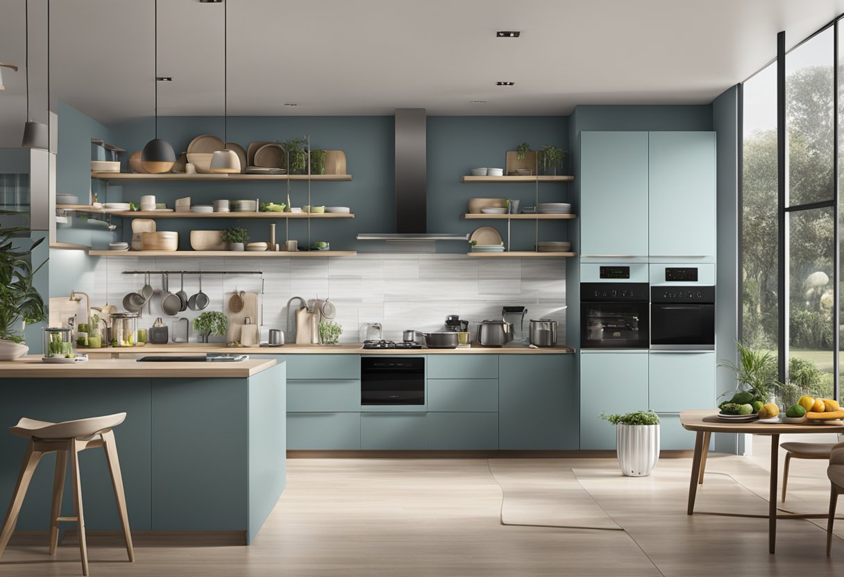 A display of Mayer Singapore's product range, showcasing various kitchen appliances and cookware in a modern and stylish setting