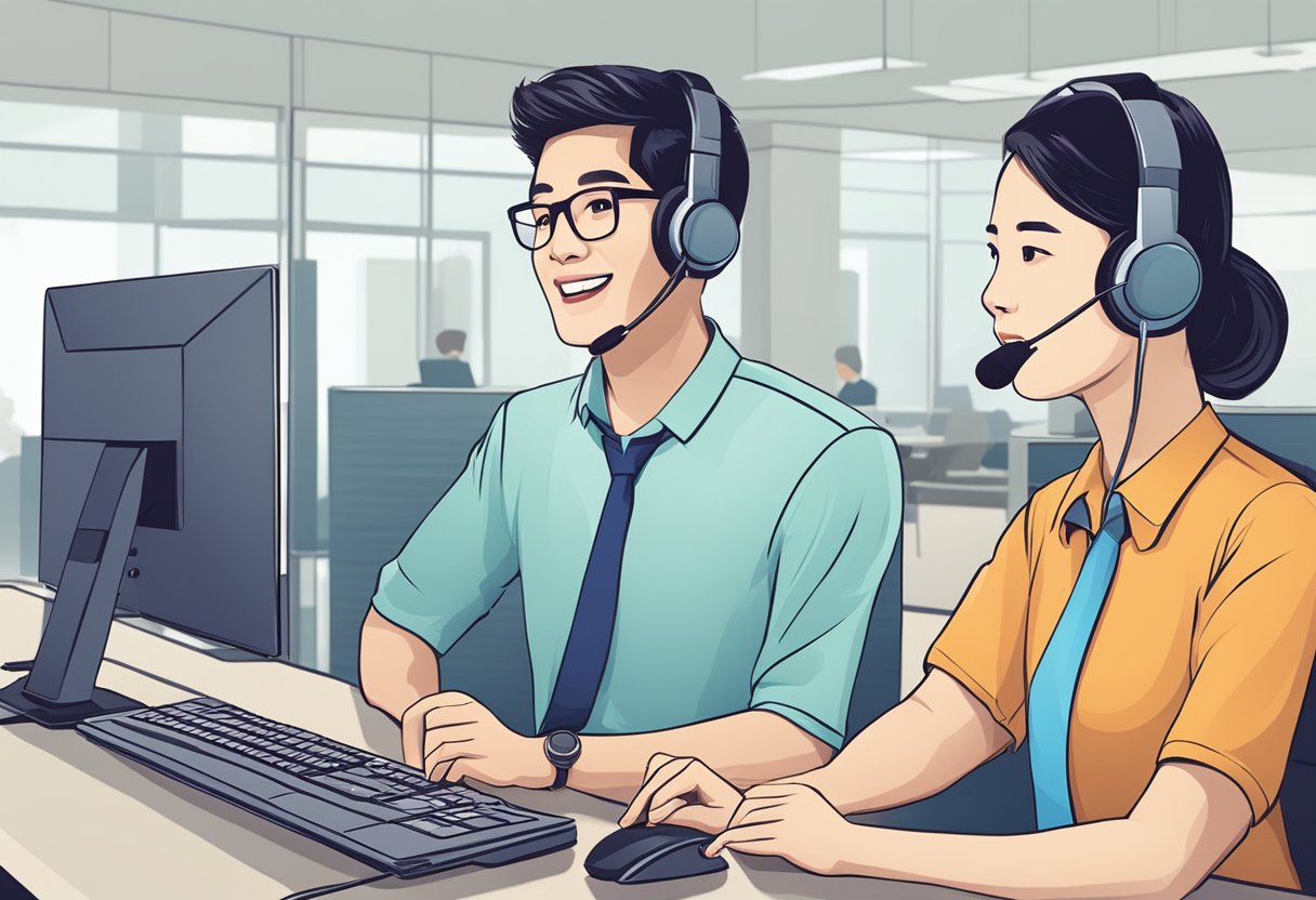 A customer service representative answering questions about Prism TV in Singapore