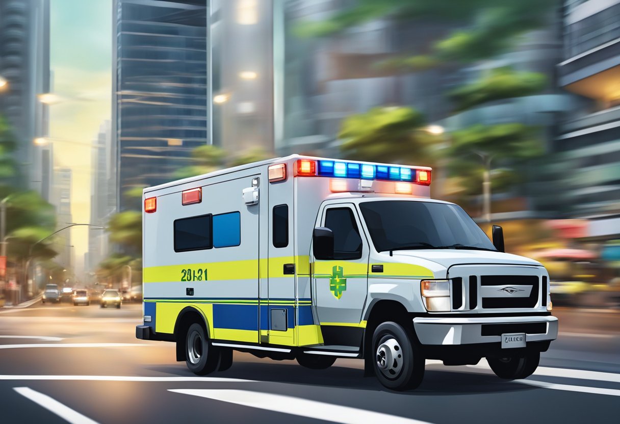 An ambulance speeds through Singapore's streets, its siren blaring, as it rushes to provide emergency medical services