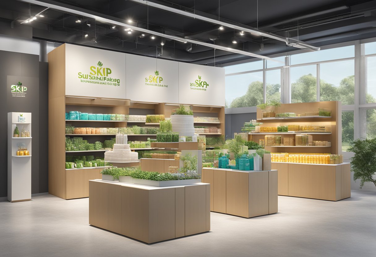 SKP's sustainable packaging solutions showcased in a modern, eco-friendly setting with various packaging materials and products on display