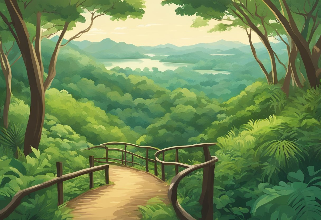 Lush green forests and winding trails weave through Singapore's nature reserves, offering hikers stunning views and diverse wildlife