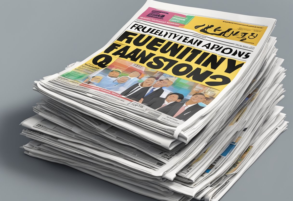 A stack of newspapers with the headline "Frequently Asked Questions berita harian singapore" on a newsstand