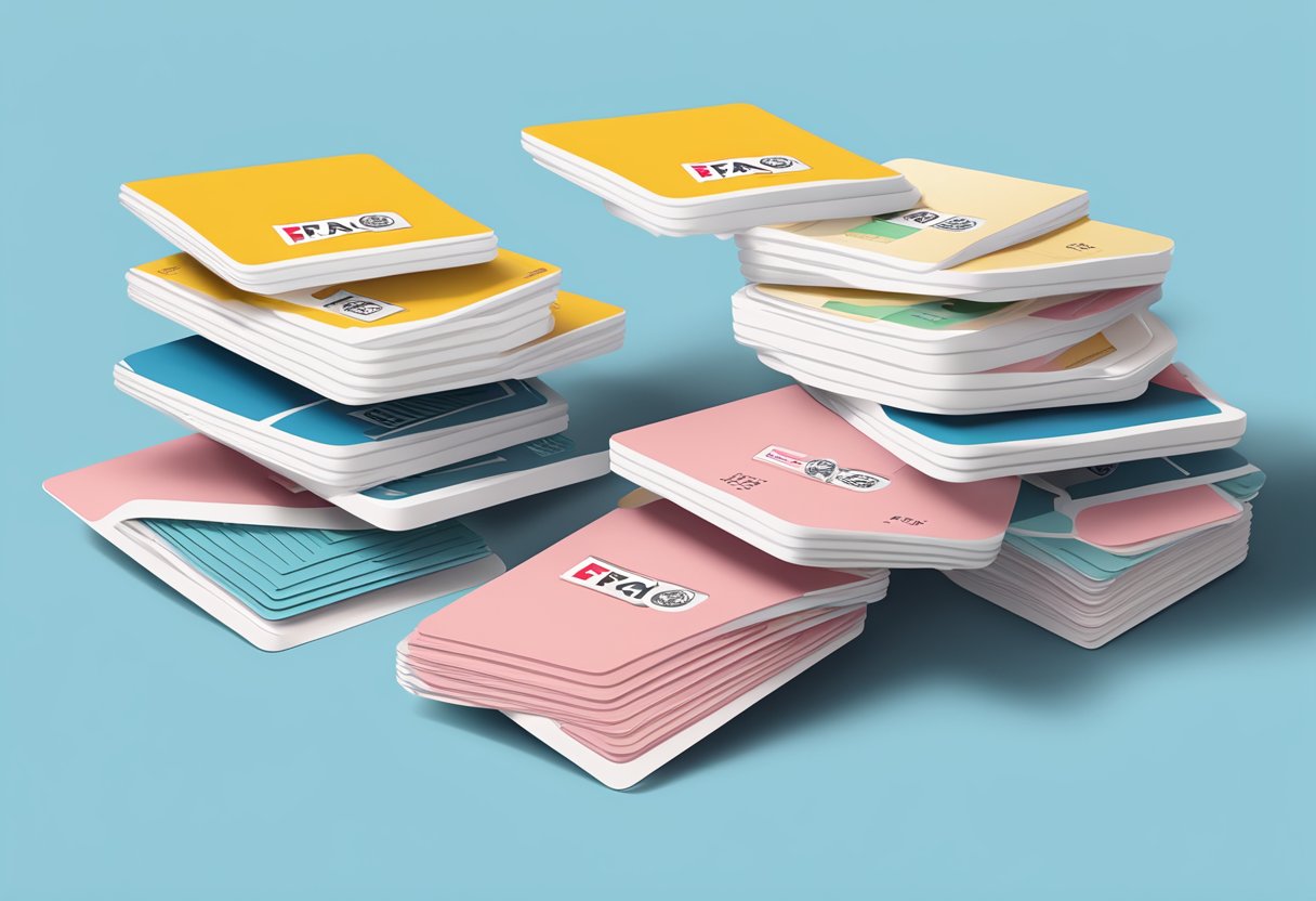 A stack of FAQ cards with Fitflop Singapore logo, surrounded by customer inquiries and answers