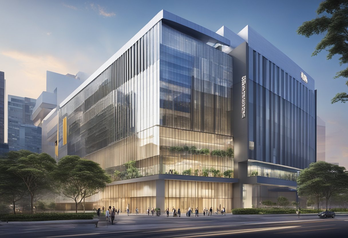The Singapore College of Insurance stands tall amidst the bustling city, with its modern architecture and sleek design. The building exudes professionalism and knowledge, with its logo proudly displayed at the entrance