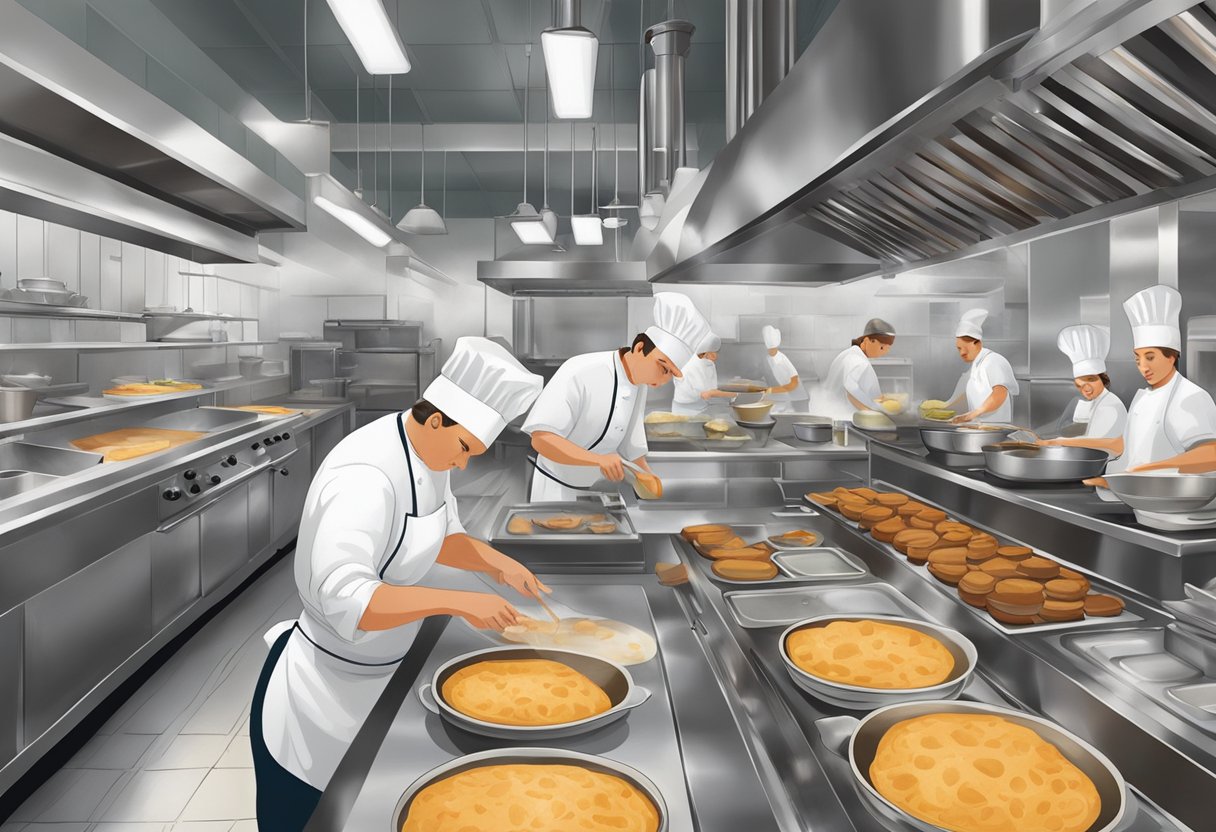 The bustling kitchen at Clinton Street Baking is filled with chefs preparing their signature dishes. The aroma of freshly baked goods fills the air as the staff works diligently to create mouthwatering meals