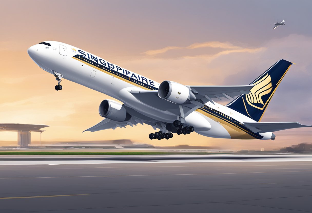 A row of sleek, modern aircraft in Singapore Airlines livery, lined up on the tarmac with their distinctive tail designs visible