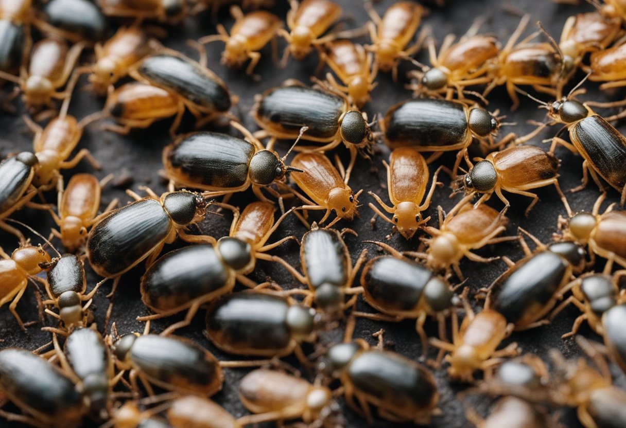 Pests infesting a home, causing damage and spreading disease. Visible signs of rodents, insects, and mold. Unclean living conditions and potential health hazards