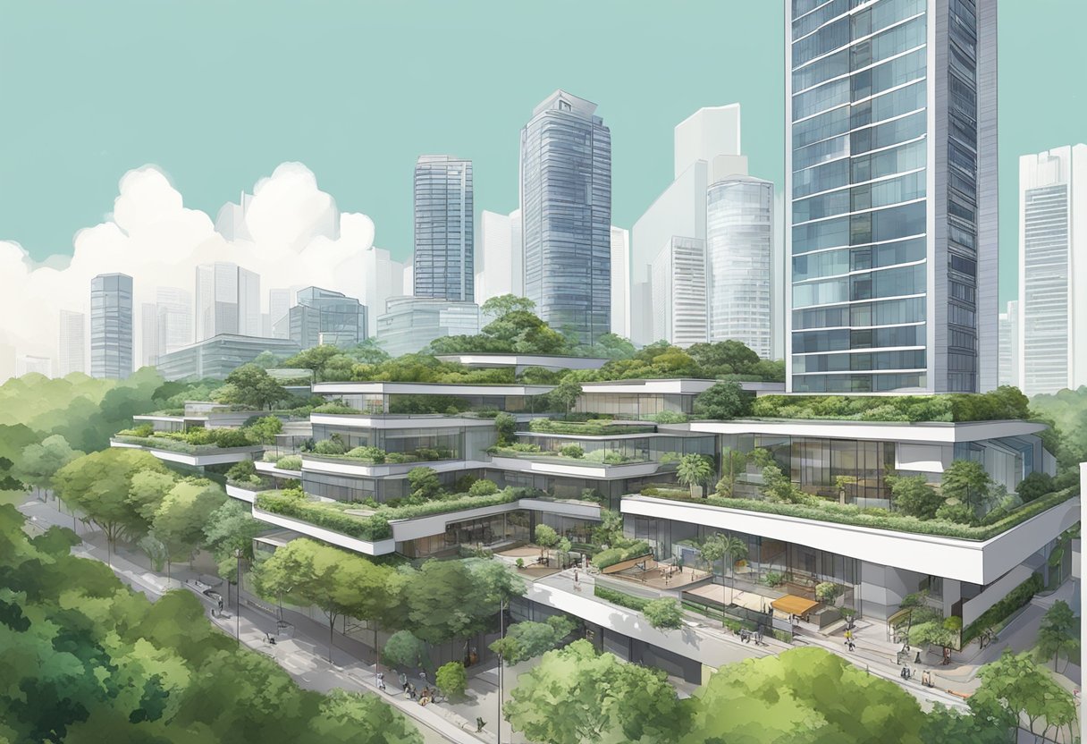 A view of 61 Robinson Road, Singapore with surrounding buildings and greenery