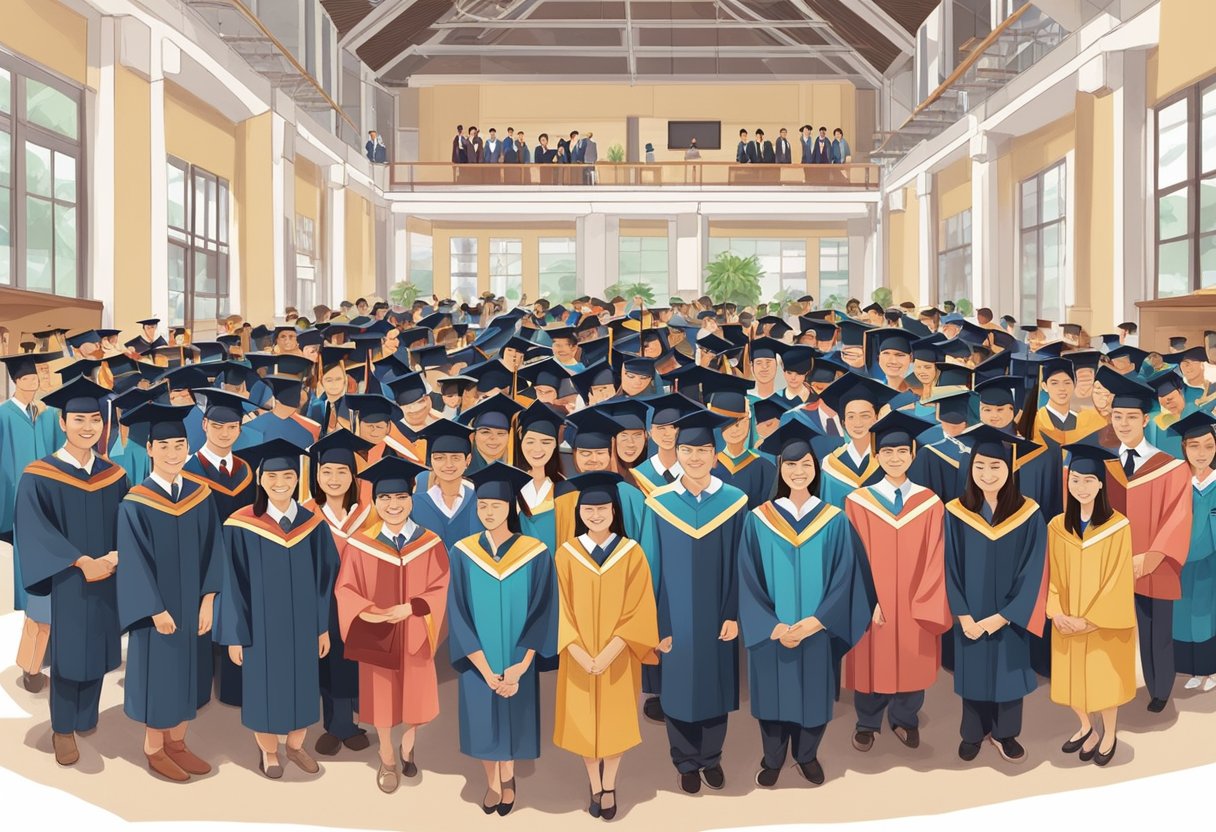 A group of graduates gather at the Singapore Polytechnic Graduates Guild, celebrating their achievements and connecting with fellow alumni