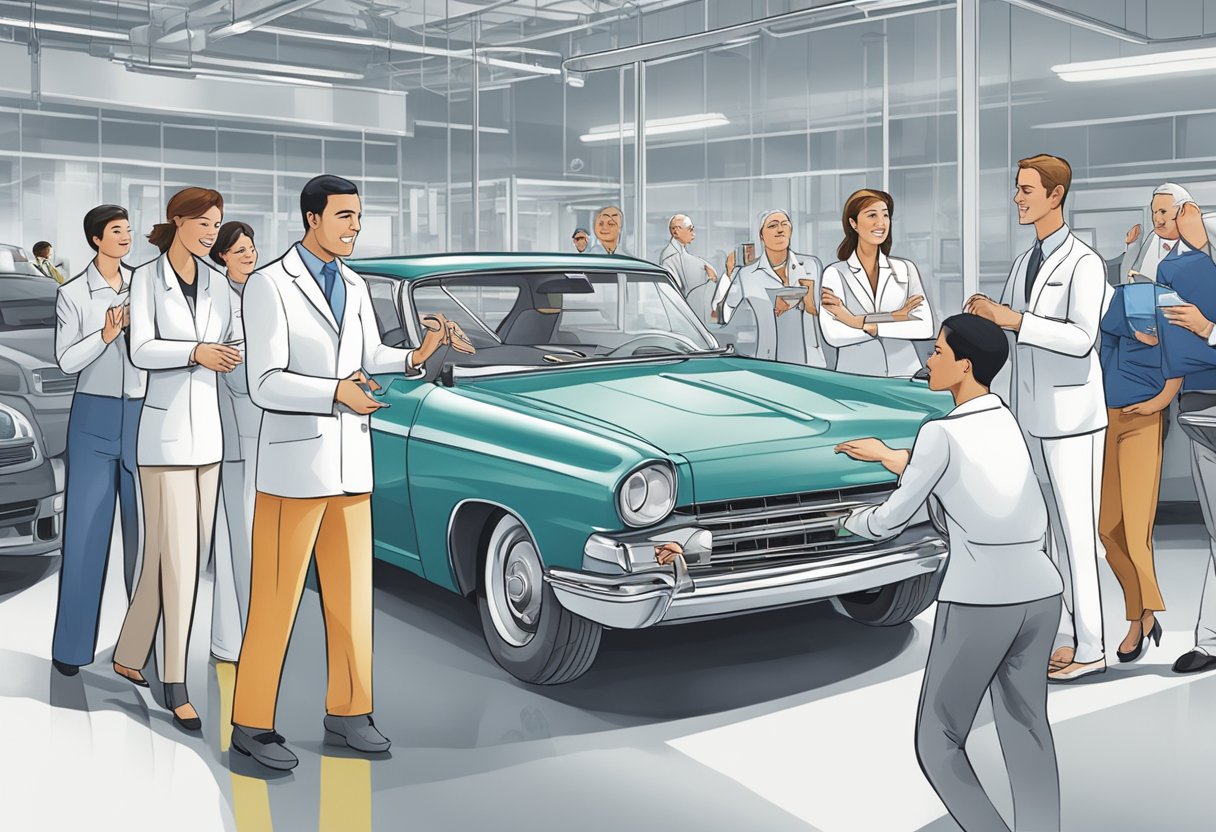 A group of employees engaging in a health promotion program for an automobile manufacturer