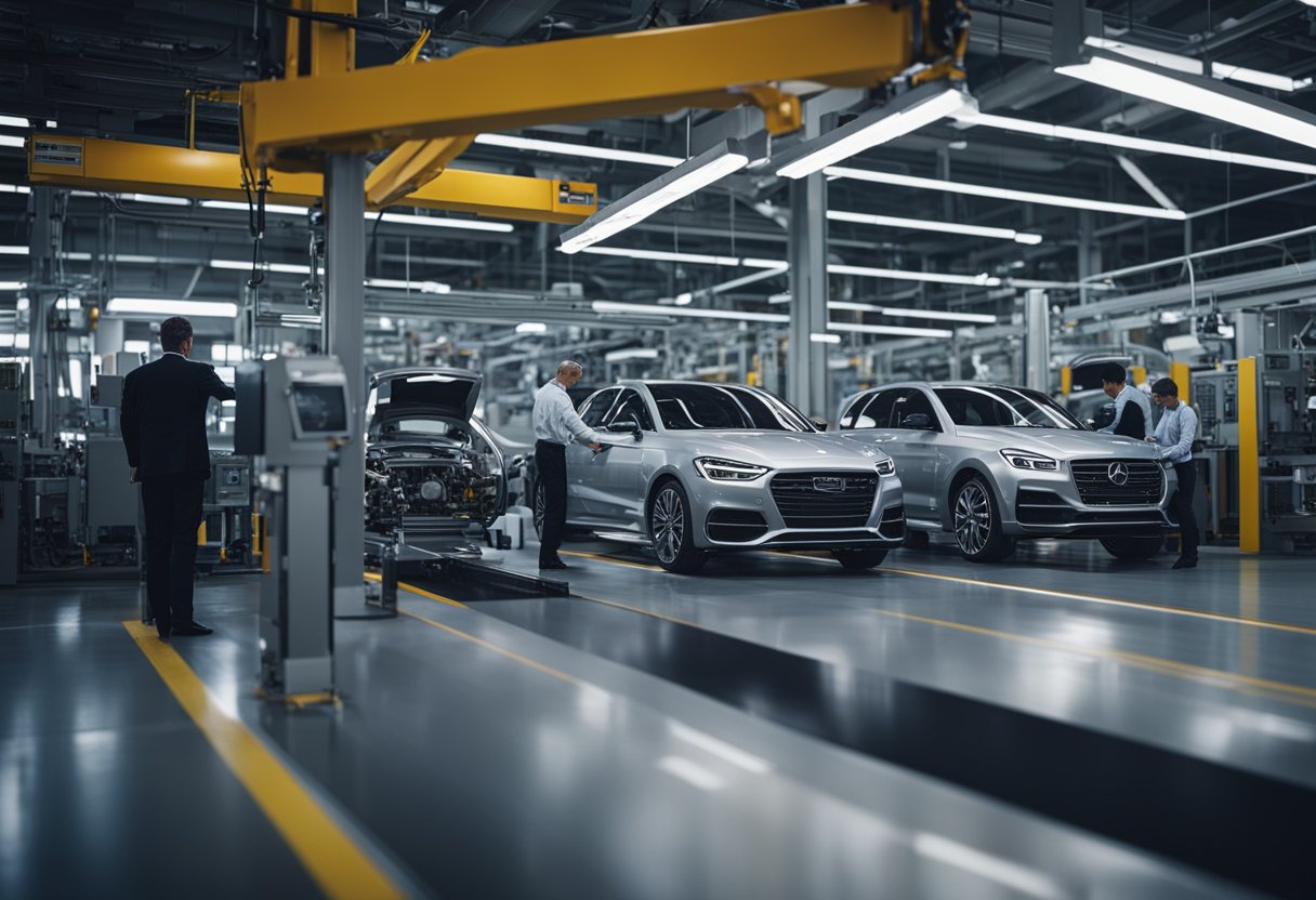 A cutting-edge automotive production line for car manufacturers, featuring advanced consulting for design