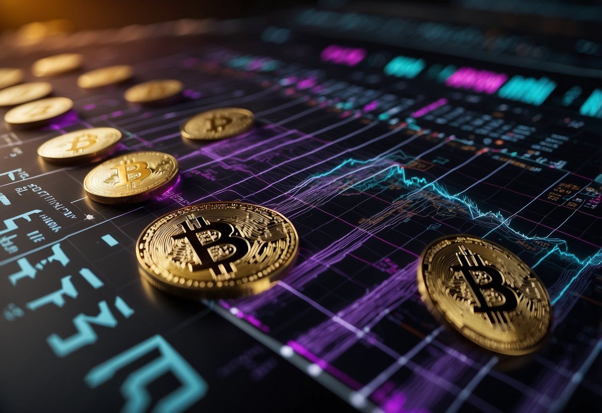 Cryptocurrency price chart shows high volatility and fluctuation, representing investment risks