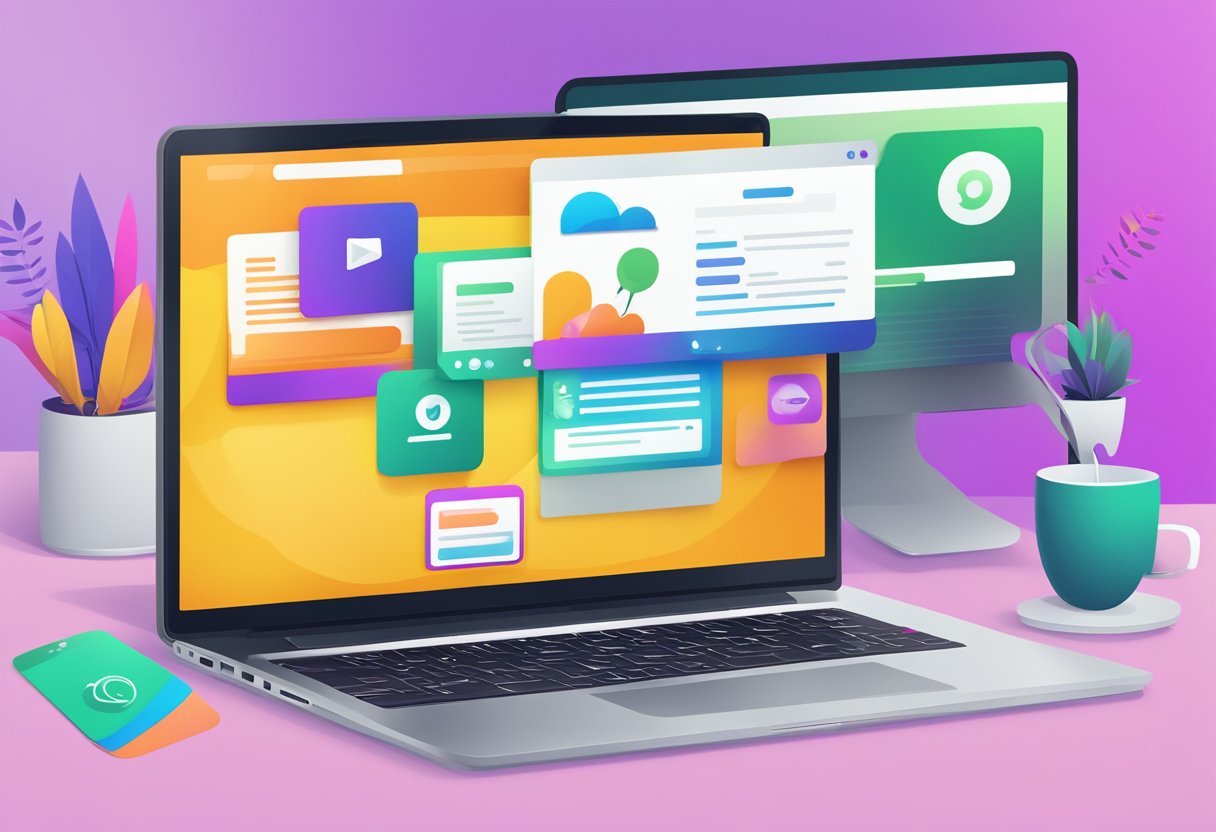 A laptop displaying a vibrant, interactive website with engaging content and clear call-to-action buttons. Multiple devices show seamless responsiveness
