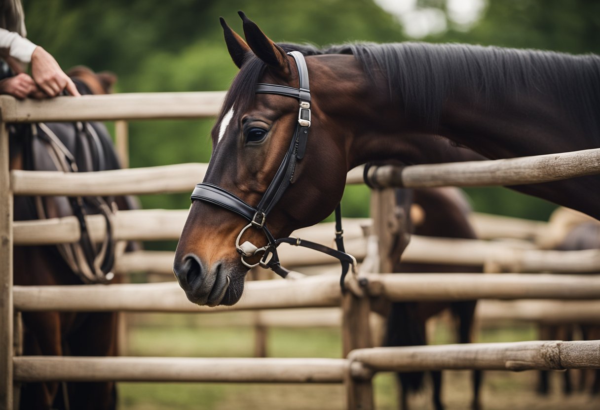 A series of instructional videos for horse training and care, with various tools and equipment in a barn setting