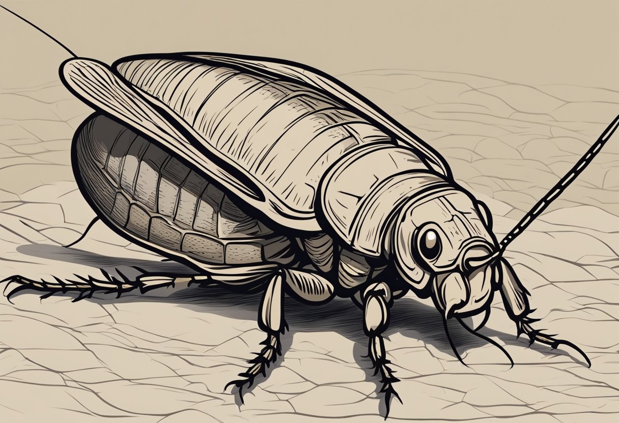 A German cockroach hatches from an egg, molts several times, and matures into an adult. It seeks food, water, and shelter, reproduces, and repeats the cycle