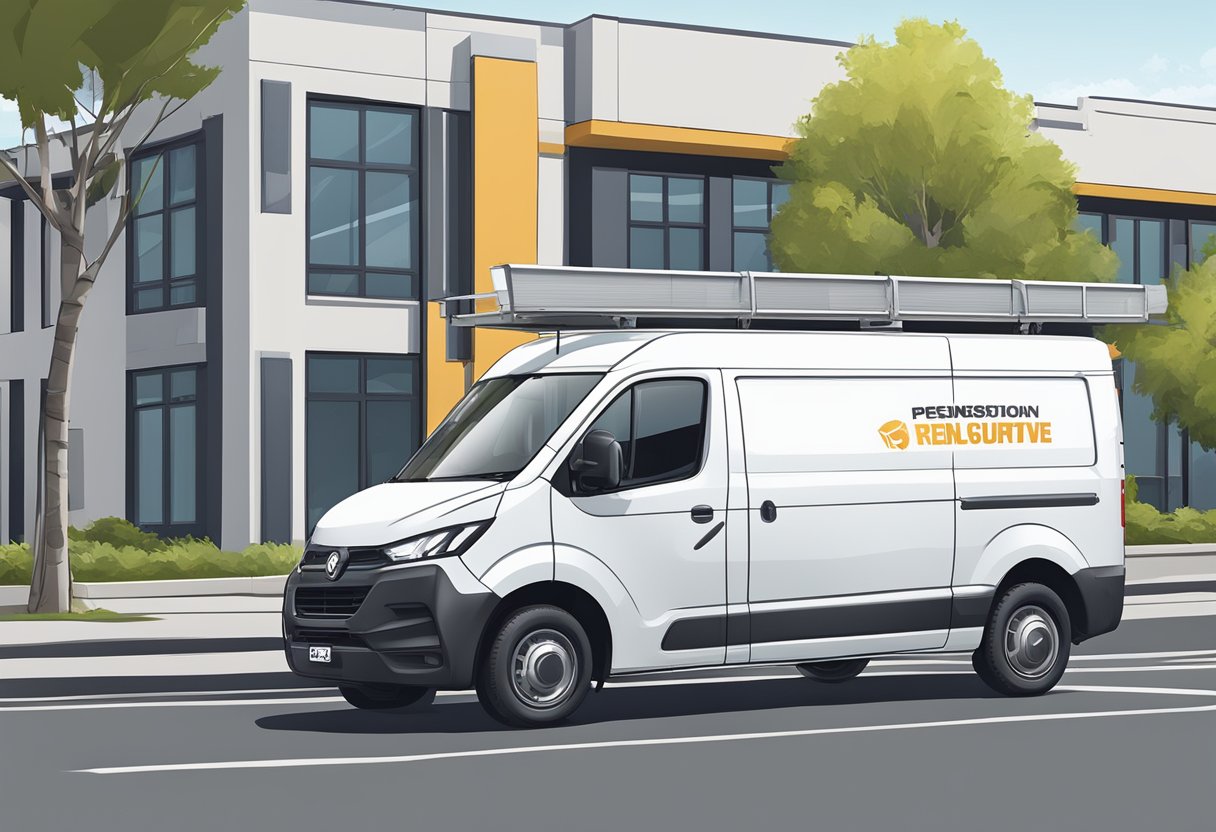 A commercial building in Eastern Suburbs Sydney with a pest control service van parked outside. The building is clean and well-maintained, with no signs of pests