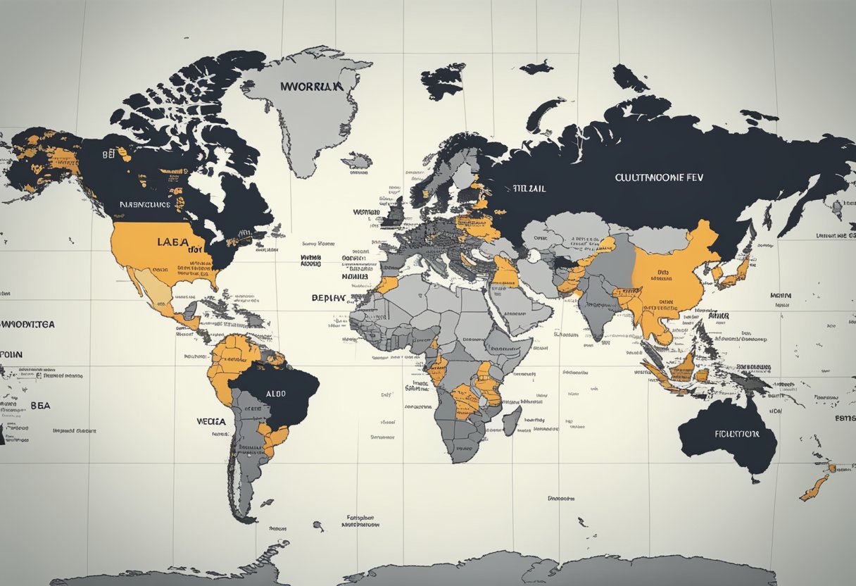 A world map with highlighted regions affected by haemorrhagic fever outbreaks