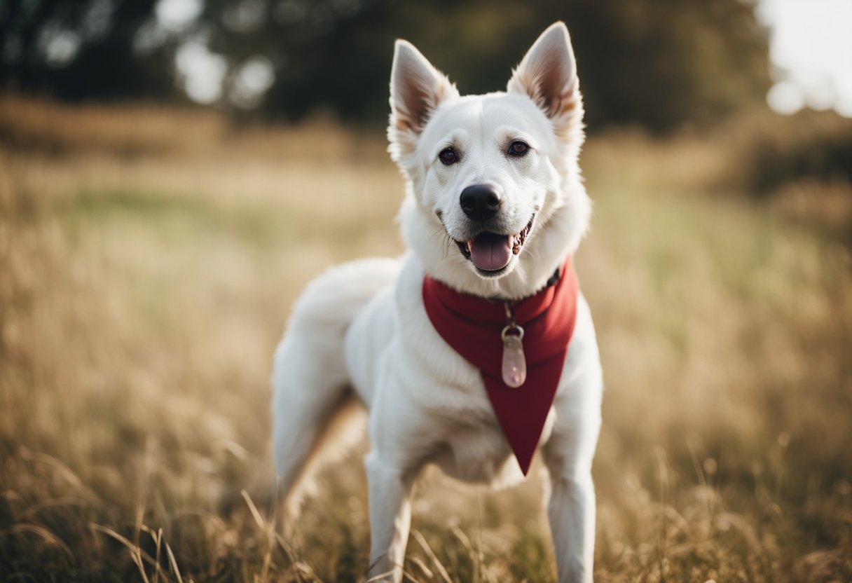 A dog with a red, itchy rash on its skin, avoiding certain foods and happily eating recommended allergy-friendly dog food