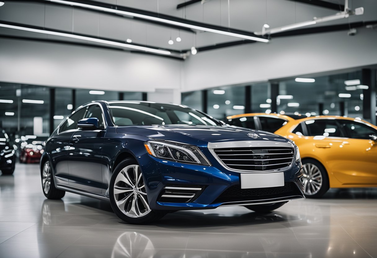 A lineup of well-maintained used cars, with various makes and models, displayed in a spacious and well-lit showroom