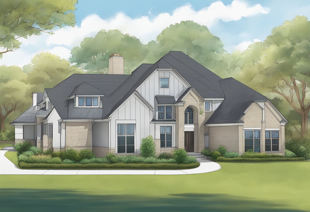 A house with a sloped roof in Sugar Land, TX, showing vents and possible upgrades for roof ventilation, with nearby trees and clear skies