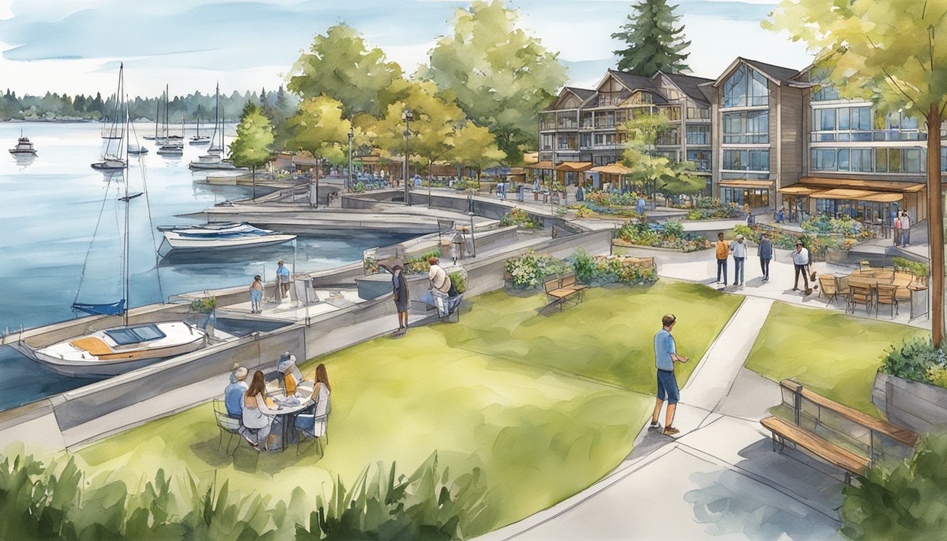 The waterfront Marina Park in Downtown Kirkland features wildlife and natural features, creating a cozy 3.6-acre paradise