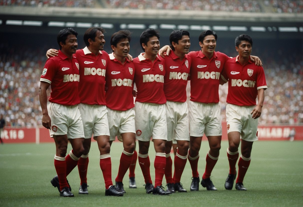 A timeline of Singapore football club's history, from its founding to present day, with iconic moments and key players showcased
