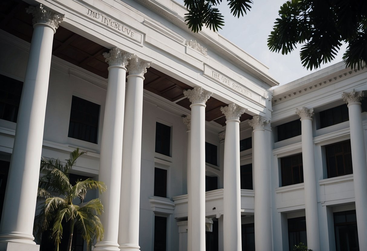 The grand architecture of the Supreme Court in Singapore exudes authority and power, symbolizing its jurisdiction over legal matters