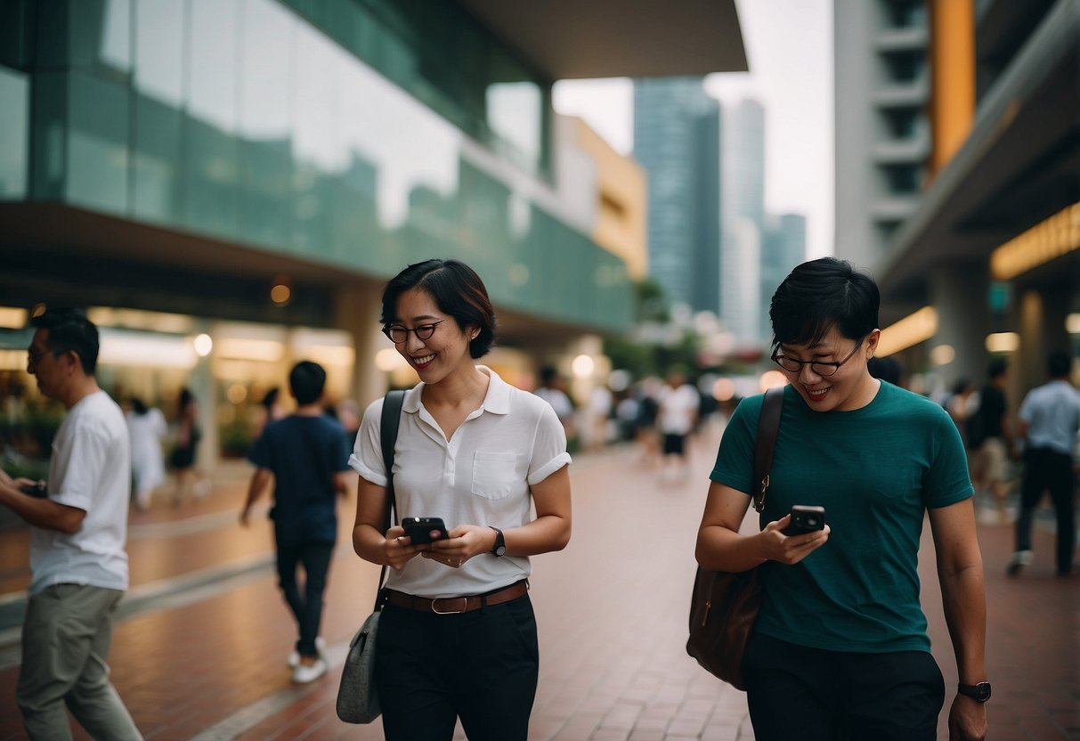 People using TraceTogether token in various daily activities across Singapore