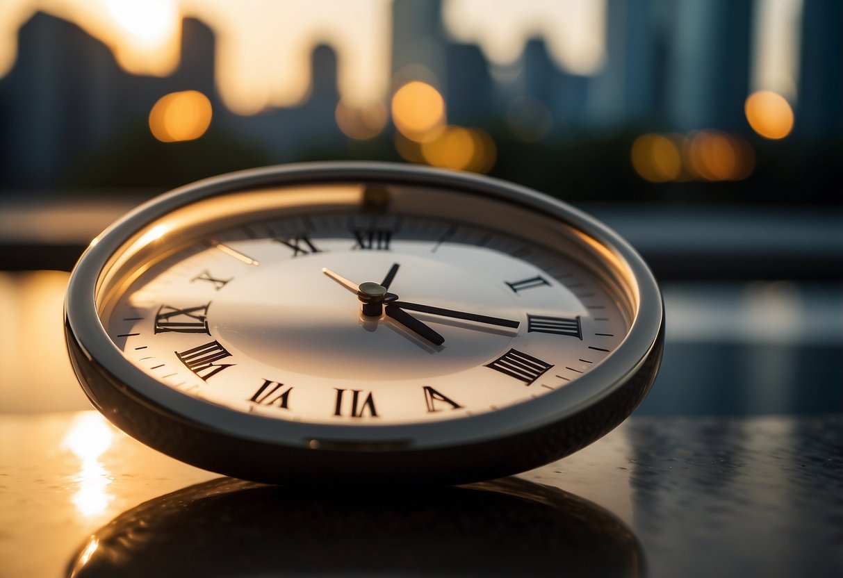 The clock reads 8pm in EST, while the sun rises in Singapore