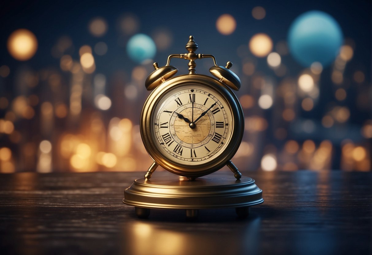 A clock showing 8pm in the background, with a map of the world indicating the time difference between Eastern Standard Time (EST) and Singapore Time
