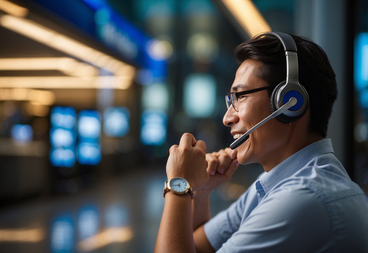 A customer using a smartphone to call the Citibank Singapore hotline for digital banking support