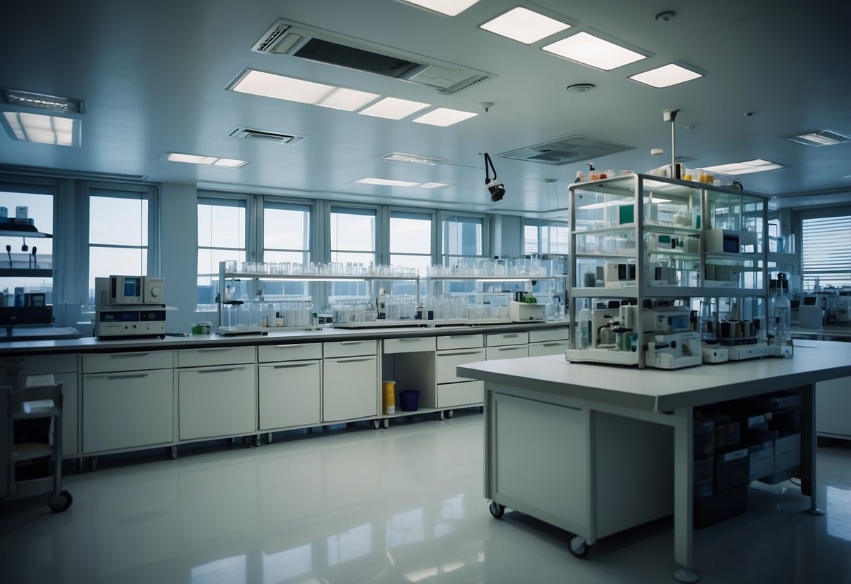 A colorful laboratory with scientific equipment and cord blood storage tanks at Cordlife Singapore
