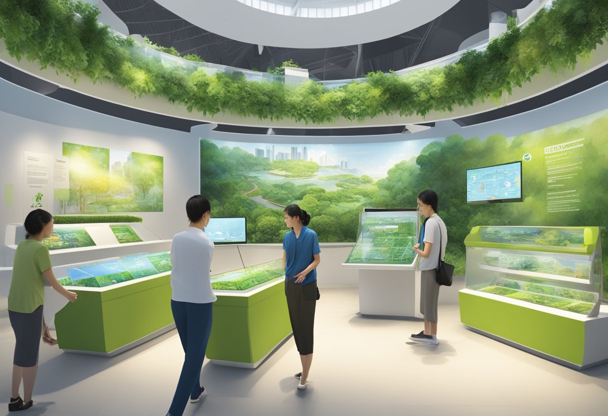 The Sustainable Singapore Gallery showcases eco-friendly initiatives and green technologies. Displays highlight renewable energy and environmental conservation
