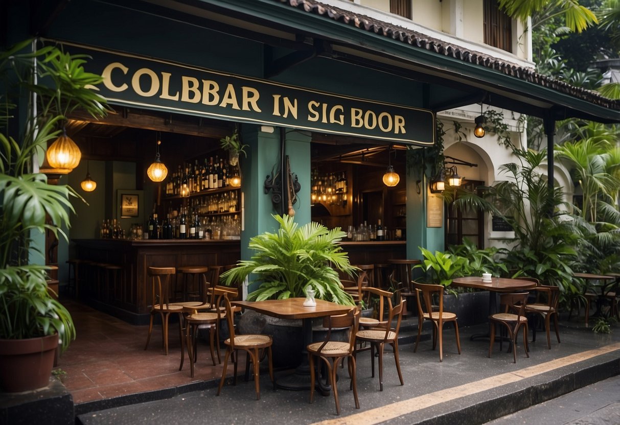 The Colbar in Singapore, a historic colonial-era bar, with its rustic charm and significance as a meeting place for British soldiers, locals, and expatriates