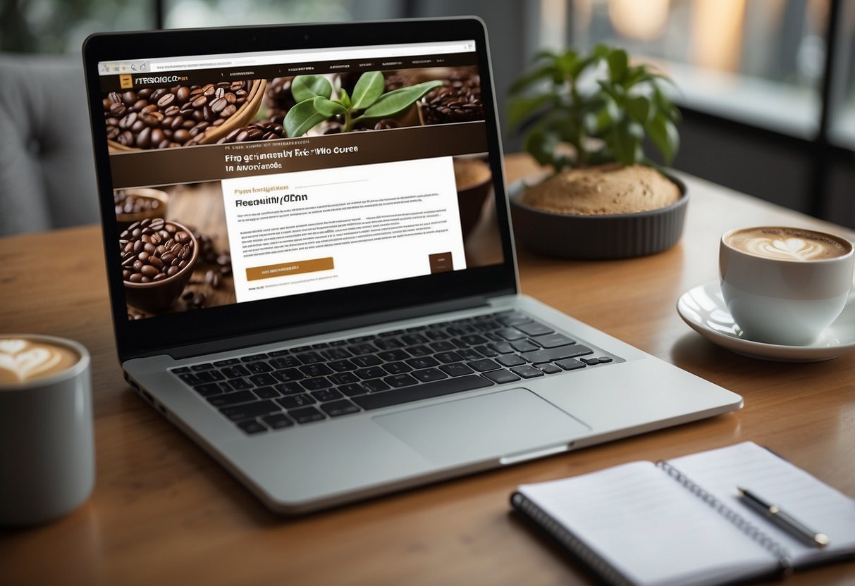 A computer screen displaying the eatigo Singapore website with the "Frequently Asked Questions" page open, surrounded by a cup of coffee and a notepad with a pen