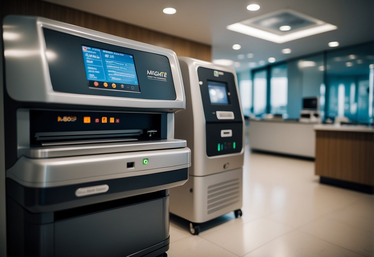 A laser machine with "Frequently Asked Questions" sign in a modern Singapore clinic