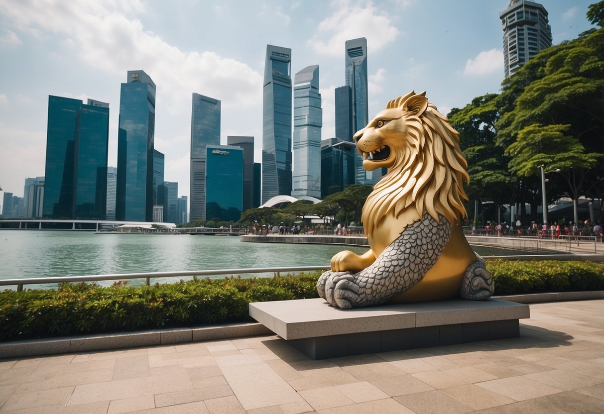 The Merlion Park in Singapore features accessible amenities like benches, ramps, and wide pathways for all visitors to enjoy