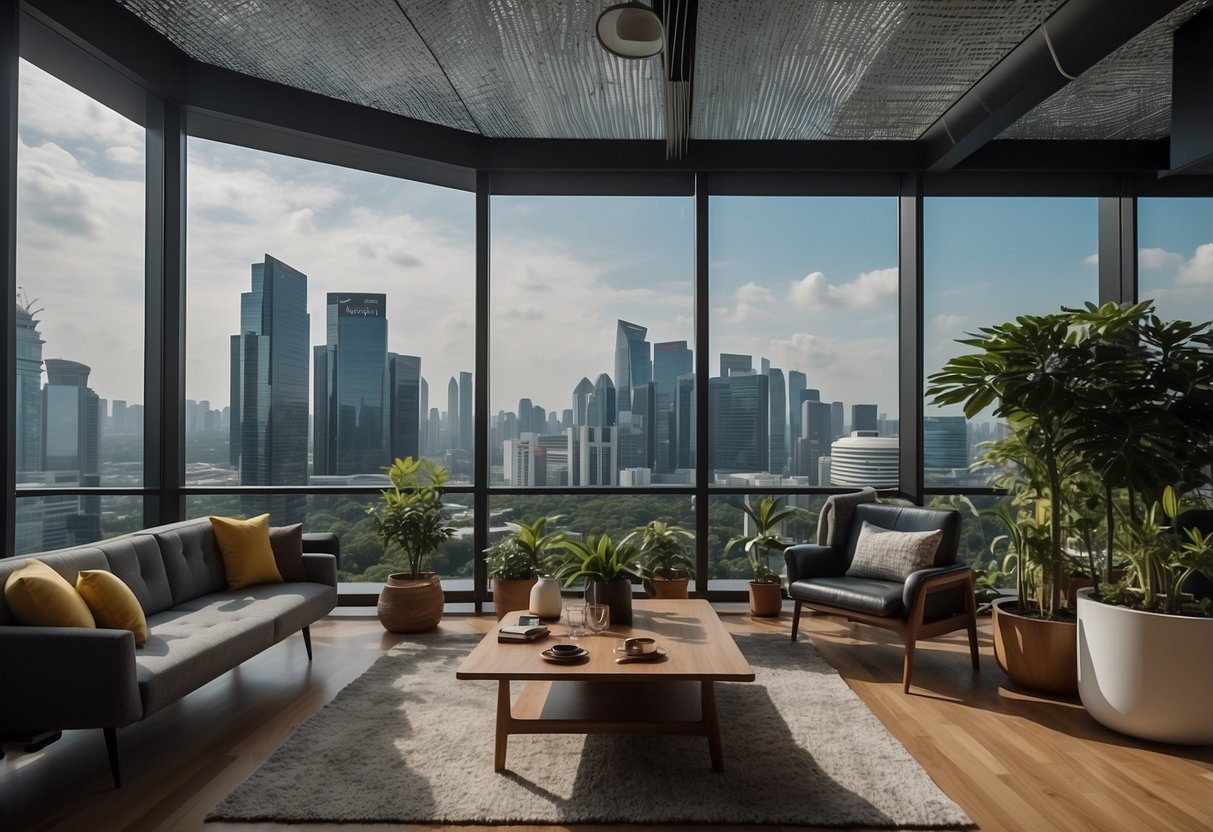 The Google office in Singapore buzzes with activity, featuring modern workspaces, vibrant decor, and panoramic views of the city skyline