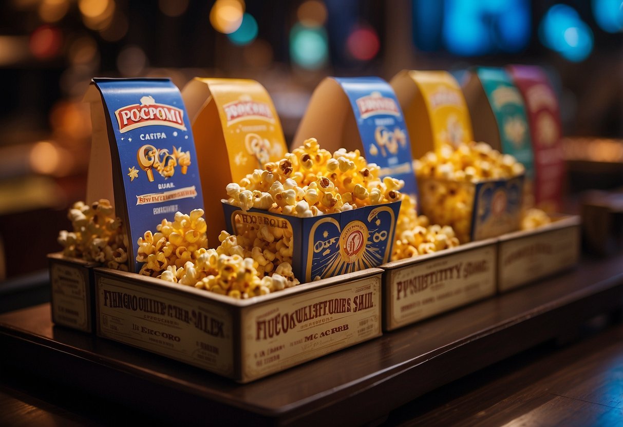 A colorful display of popcorn boxes with the words "Frequently Asked Questions" and "Eureka Popcorn Singapore" prominently featured